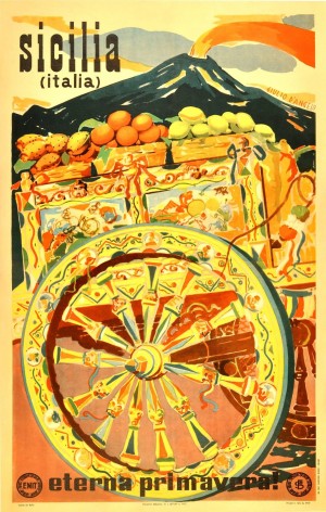 Sicilia Italia Original Vintage Travel Advertising Poster